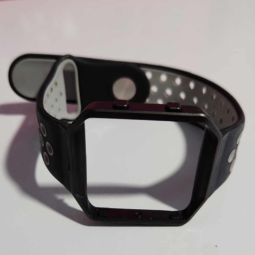 Black and Gray Fit Bit Replacement Silicone Watch Band
